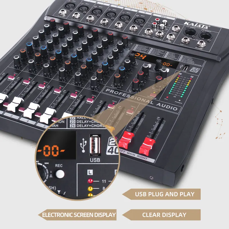 KAIKA RX6- 6 k Audio Mixer 6 channel  digitale  dj controller/audio console mixer