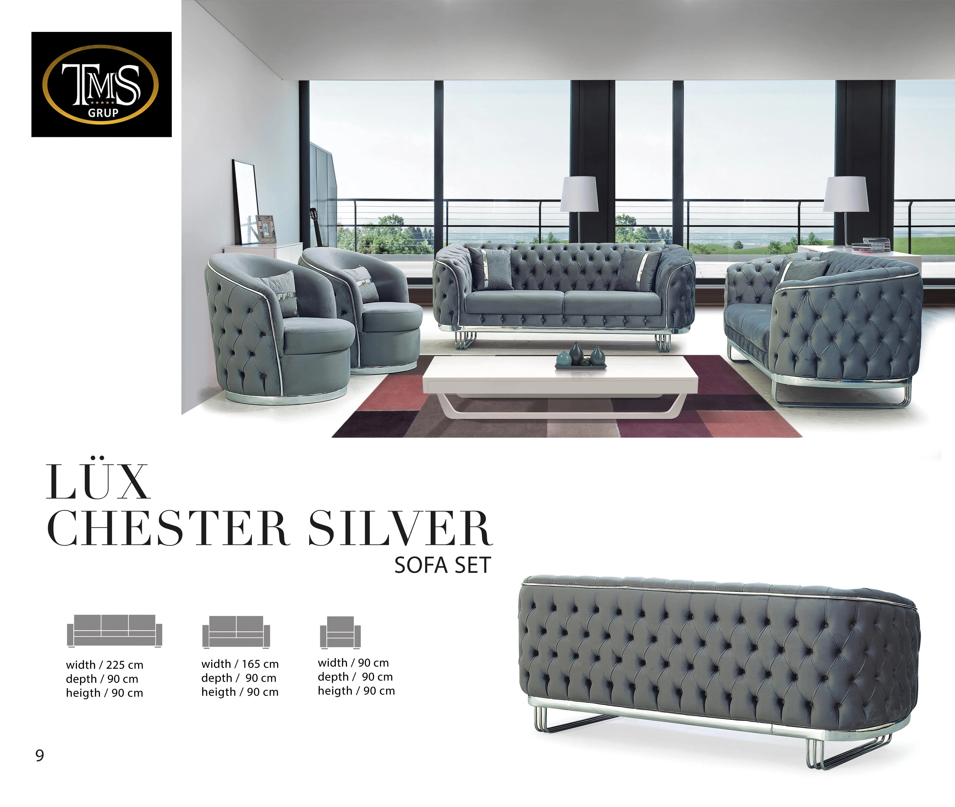 Luxury Modern Design Living Room Funiture Velvet Tufted Sectional Sofa Set for home houses