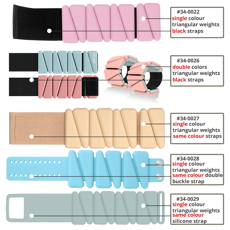 MKAS Pink Silicone Adjustable Wrist Ankle Weights 2Lb For Women Weighted Bracelets Pilates Ankle & Wrist Weights