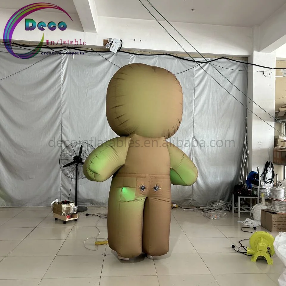 Custom Yellow Gingerbread Costume  Inflatable moving cartoon with LED Lights for Outdoor Parade & Stage Performances Advertising