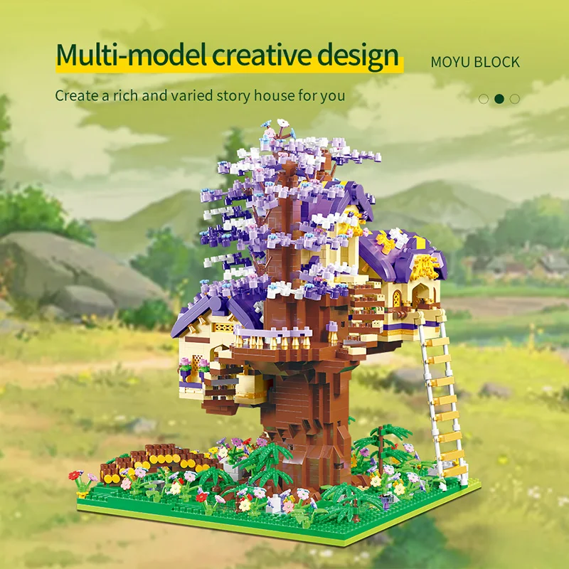 MOYU 3308PCS Plastic City Architecture Building Blocks Sets Micro Mini Blocks Tree House