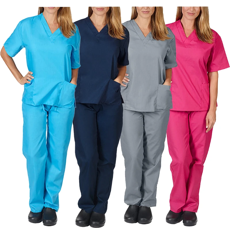 2023 Top Quality Custom Jogger Pants Scrubs Suit Hospital Uniforms Short Sleeves Medical Nurse Uniform Type Scrub Set
