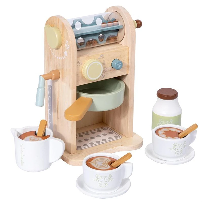 2312 Wooden Playhouse Coffee Machine Toy For Girls Role Play Kids Toys