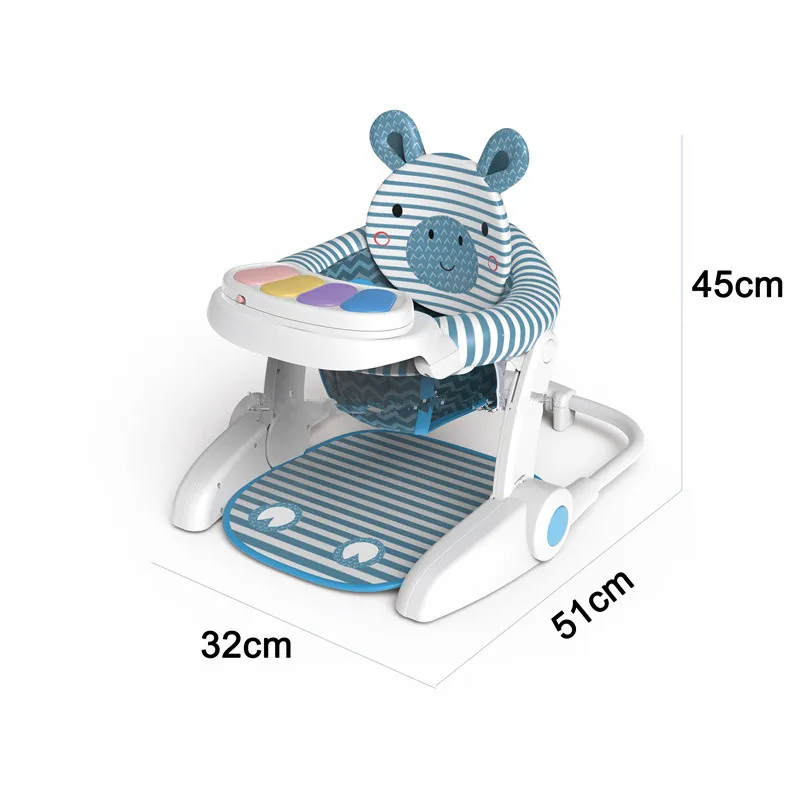carton baby chair portable folding chair with Musical Keyboard Piano and dinner plate for kid traveling feeding chair