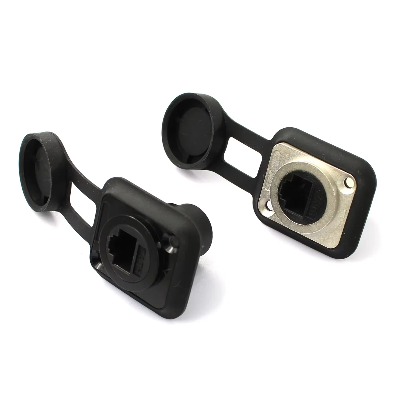 Waterproof round Type Zinc Alloy RJ45 Ethernet Panel Mount Cat6 Sockets Connector with Cap Panel Mount Connector Accessories