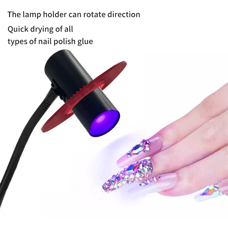 Black 3W Cordless Portable Professional Wireless Rechargeable Art UV Led Acrylic Flash Curing Gel Nail Polish Dryer Lamp Light
