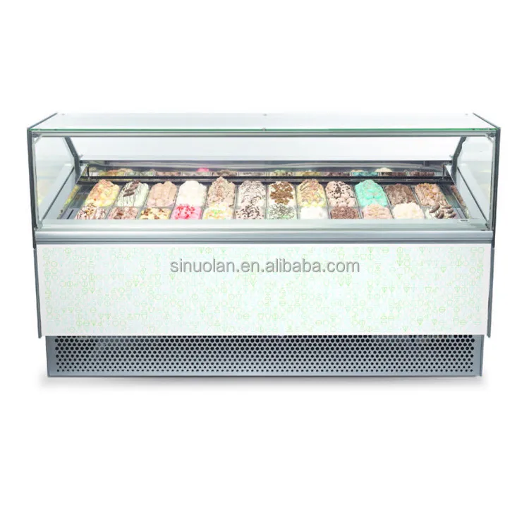 ice cream display freezer popsicle cases 24 pans Italy style curved back sliding door with