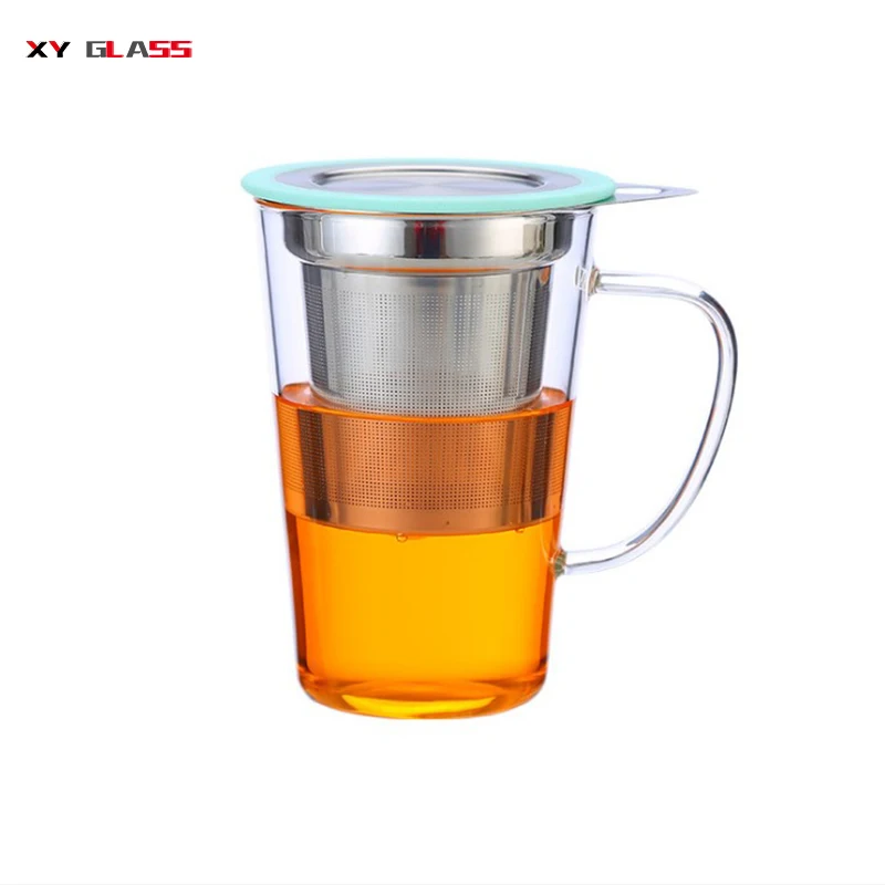 brief design with 304 stainless steel water filter thermo glass tea filter cup