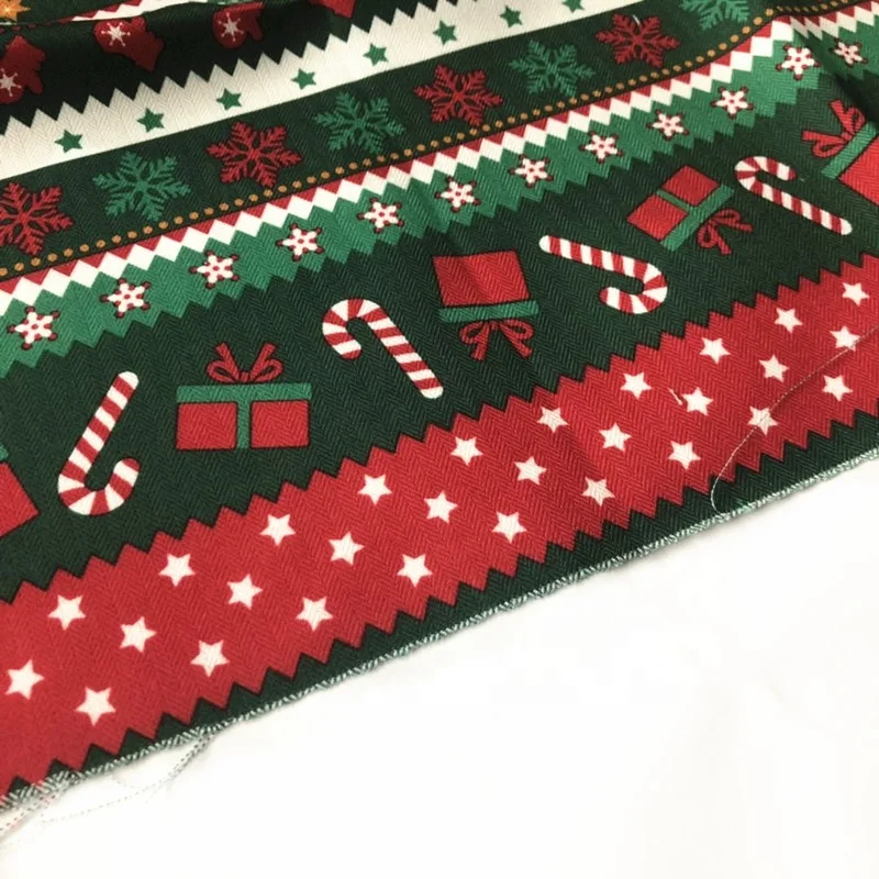 2020 new printed pattern available 100 polyester brushed fabric Christmas decoration
