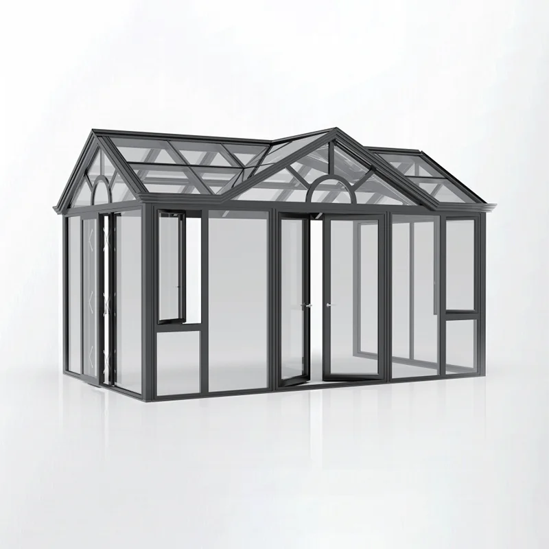 Free Standing Outdoor Aluminium Frame Tempered Glass House High-End Winter Garden Room Conservatory Sunroom For Solarium