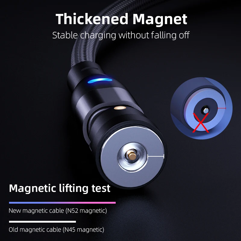  1M 2M Hot sale Magnetic charging 3 in 1 USB Cable LED cell phone accessories Phone Charger for All