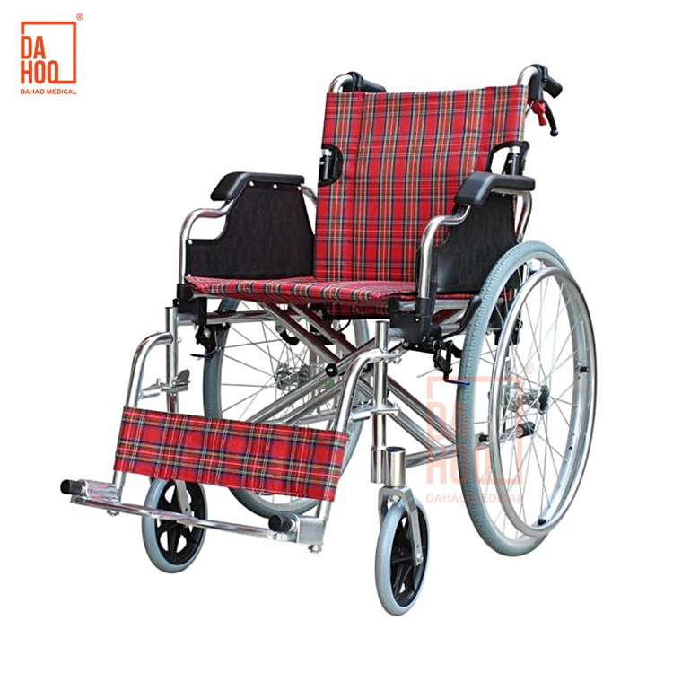 Reclining Chair Adjustable Backrest Home Care Steel Wheelchair Chair With Wheels High Back Chrome Frame Steel Wheelchair