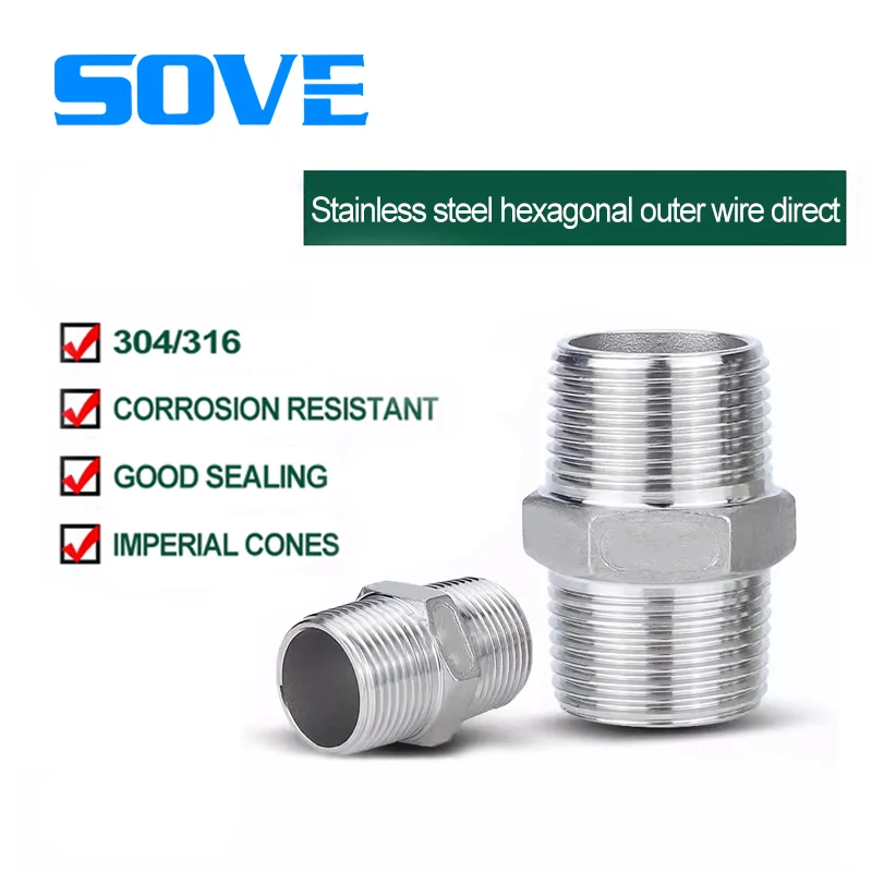2024 new products 316 stainless steel male thread pneumatic parts kits hexagonal outer tooth inner joint to wire