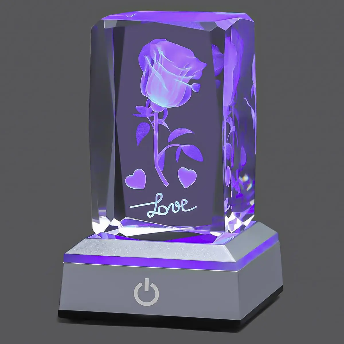 Honor of crystal wholesale 3d crystal cube 3D Rose glass Multicolor Nightlight blank crystal cubes for engraving