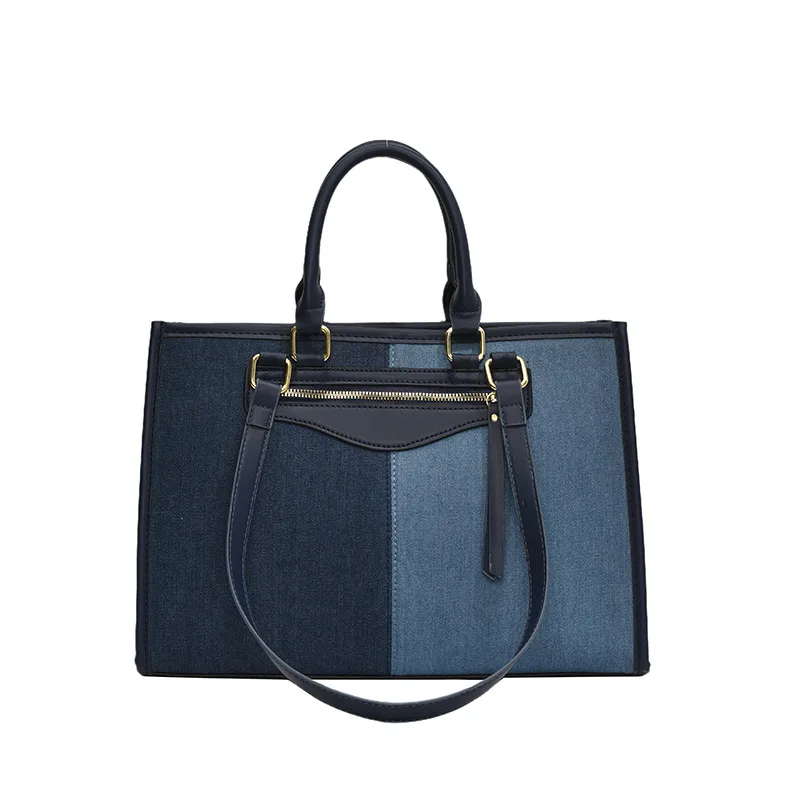 sac a main Denim Tote Handbag For Women Top Handle Denim Patchwork Purses and Handbags Satchel Tote Shoulder Bag With Pocket