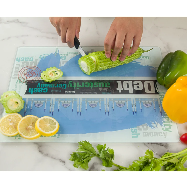 Blank Tempered Glass Chopping Board Figured Glass Non Slip Cutting Board