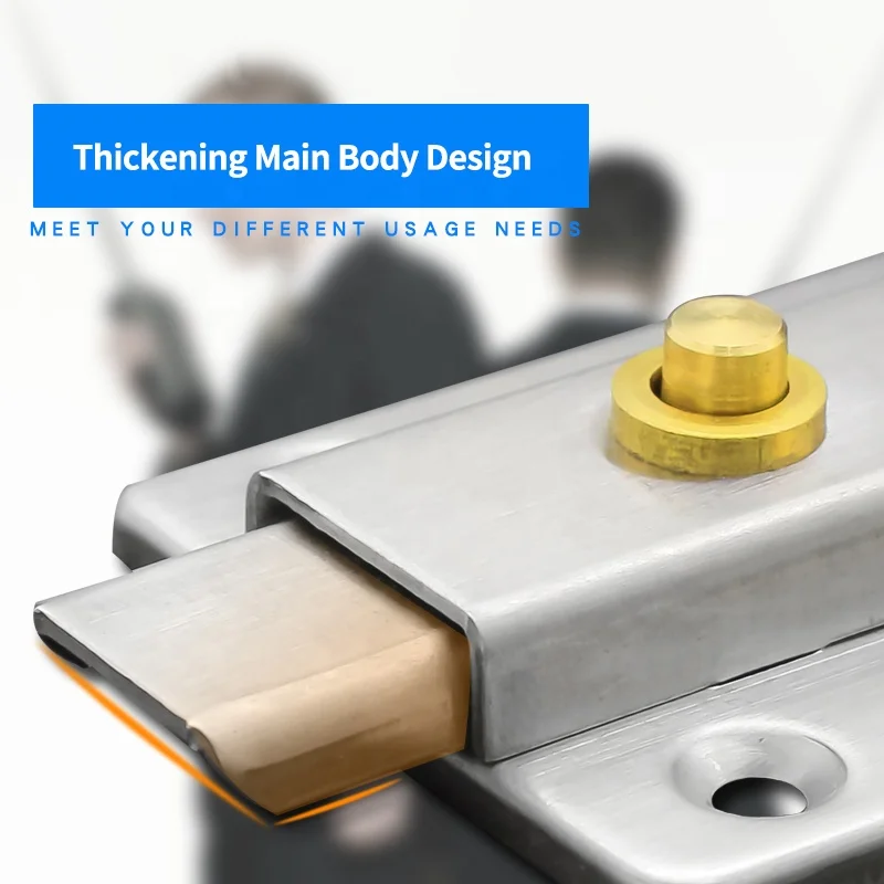 Heavy Duty Stainless Steel Security Press Button Door Slide Latch Barrel Bolt Lock Surface Mounted Modern Door Bolts