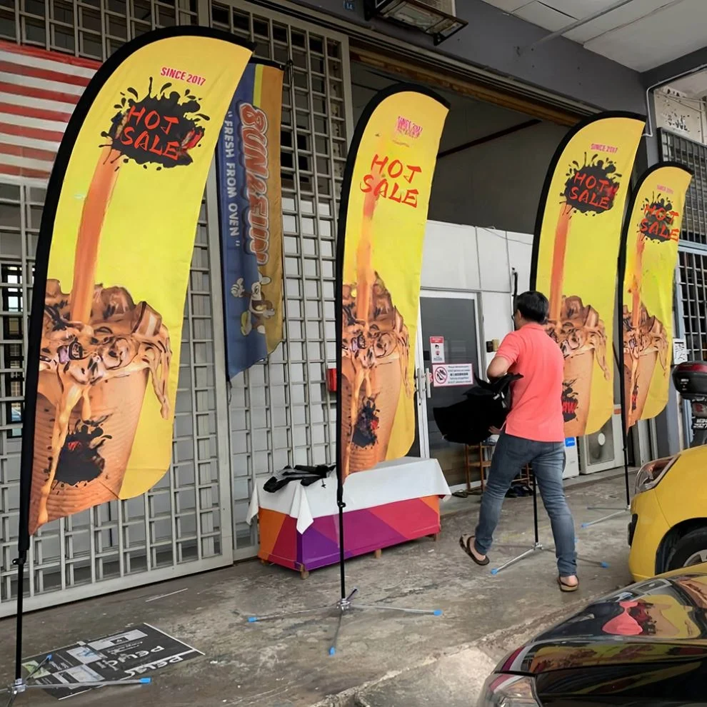 Promotion Flying Rectangle Shape Beach Flag Vierge Chair Printing Heavy Duty Teardrop Banner Personalized Blank Feather Flag