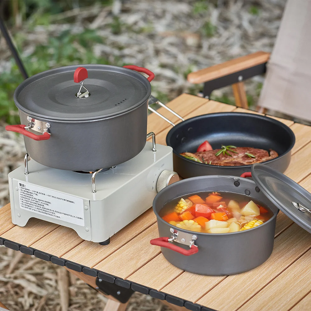 High Quality Cheap Aluminum Cooking Set Outdoor Camping Lightweight Camping Cookware Set Outdoor