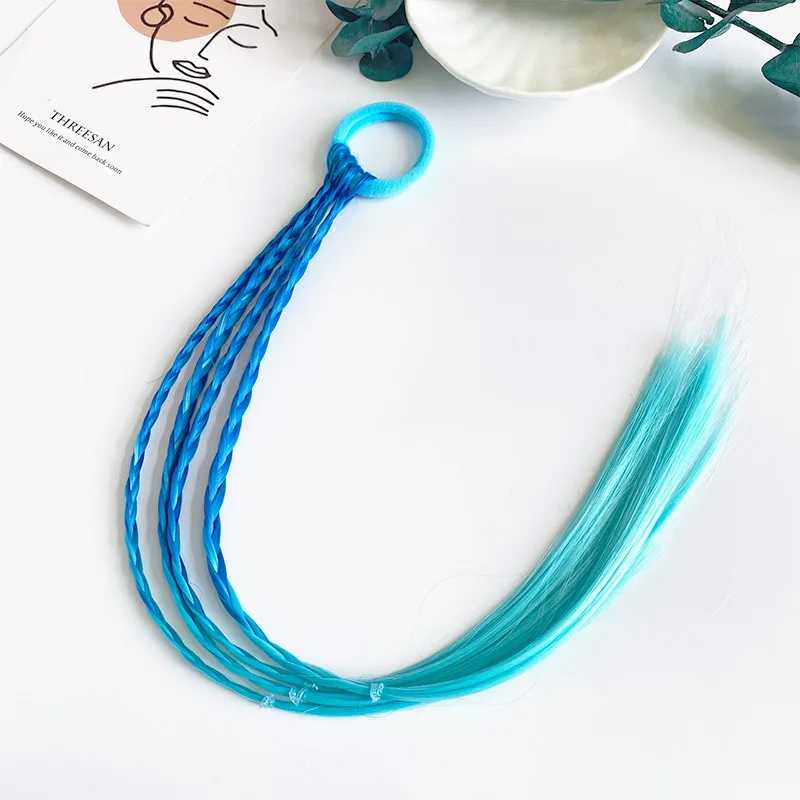 Cute Kid Ponytail Holder Ombre Color Hair Tie Girls Sweet Hair Extension Children Wig Braid Tie Children Braid