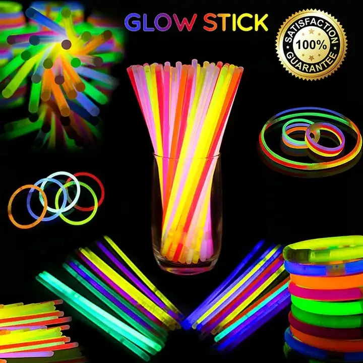 Custom wholesale 100pcs glow bulk bracelets stick light stick concert colorful flash bracelet glow stick  in the dark