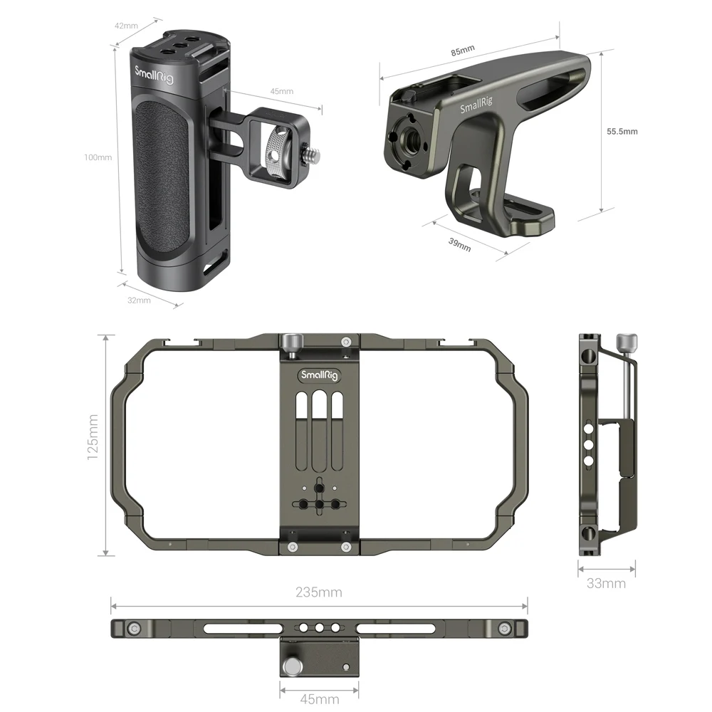 SmallRig 3155 Aluminium Alloy Universal handle handgrip Mobile Phone Video Phone Grip Cage For iphone