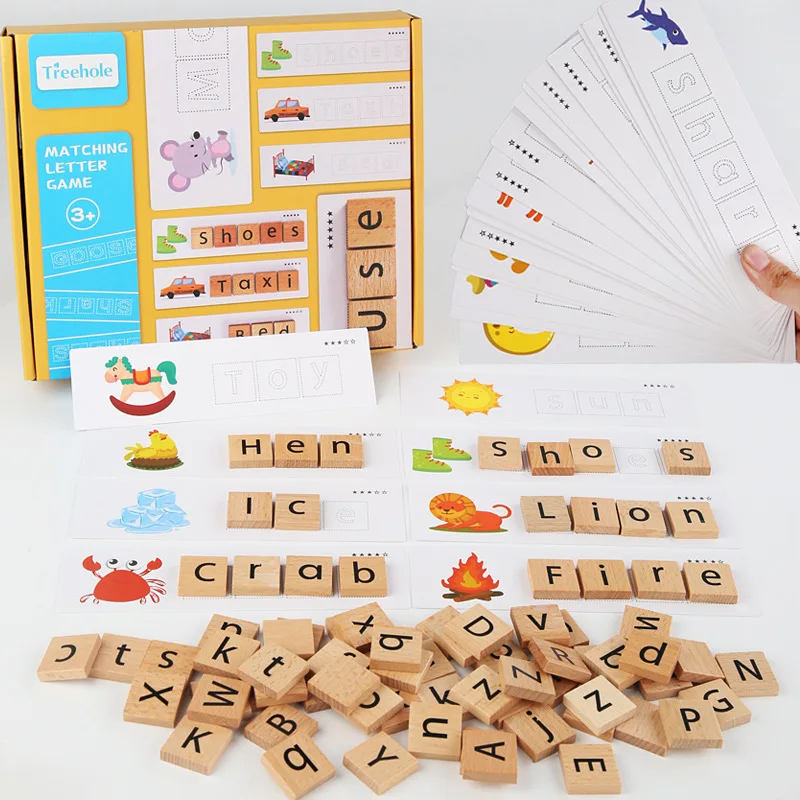 Kids alphabet wood puzzles building blocks cognition cards toys children education wooden jigsaw puzzle letter spelling game