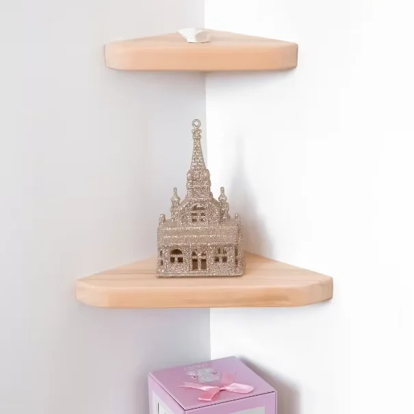 W251 Bathroom Set Corner Floating Shelves, wooden corner shelf for plants, wall corner shelf for storage organization