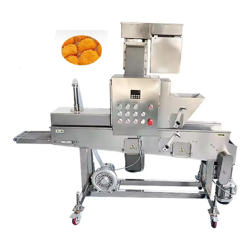Automatic burger patty crumb coater Chicken nuggets Batter applicator tempura battering Continuous Flour Dipping Machine