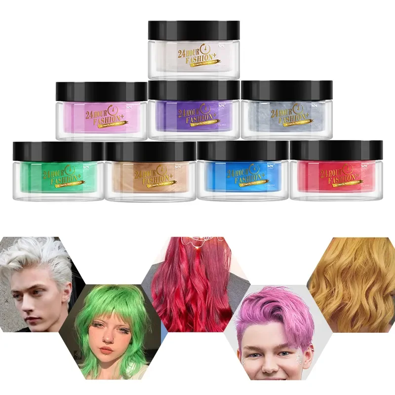 2023 Wholesale Custom Logo Colors Temporary Modeling Hair Wax DIY Mud Hair Dye Cream Washable Hair Color Wax For Daily & Party