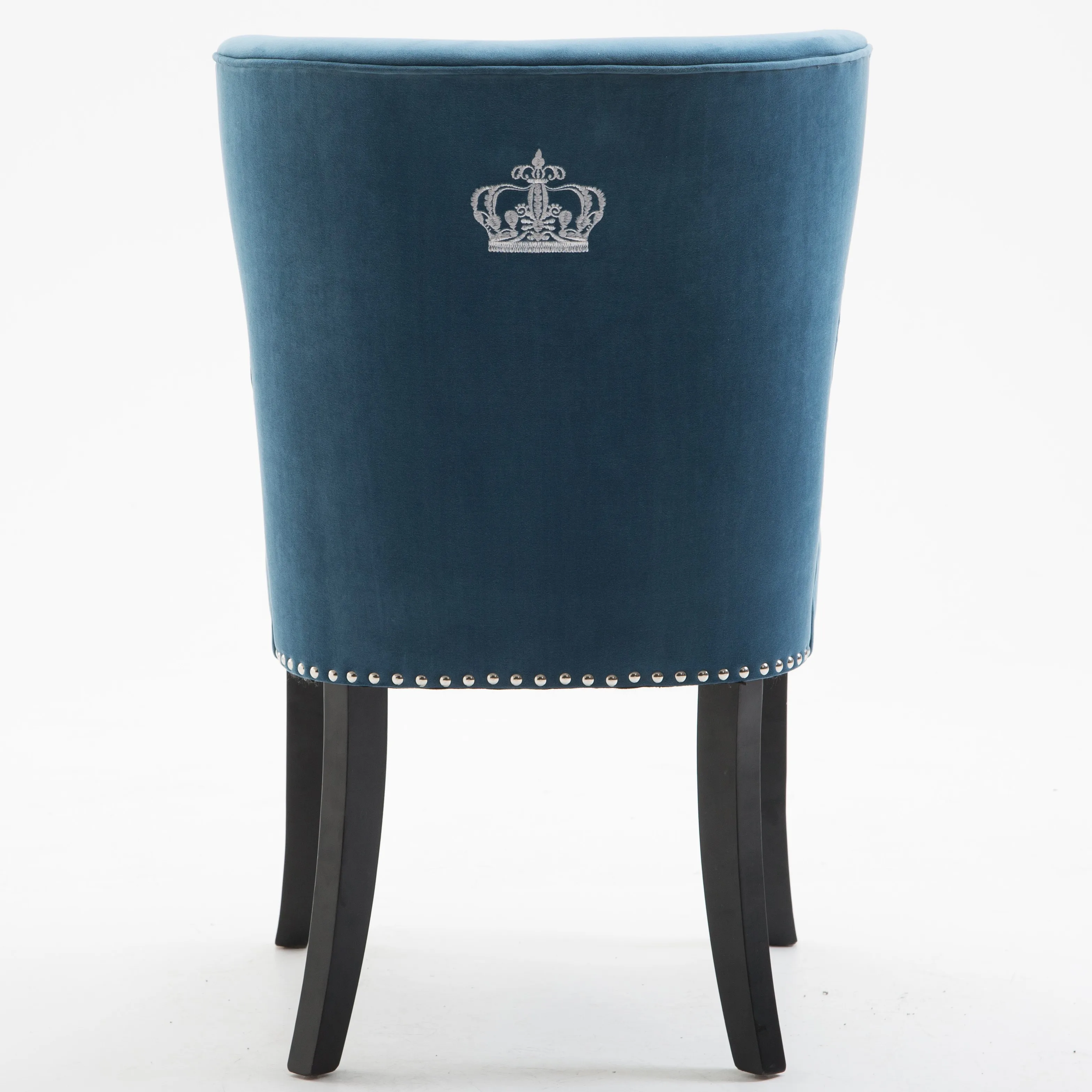 Stylish Blue Velvet Upholstered Tufted Solid Wood Legs Kitchen Dining Chair
