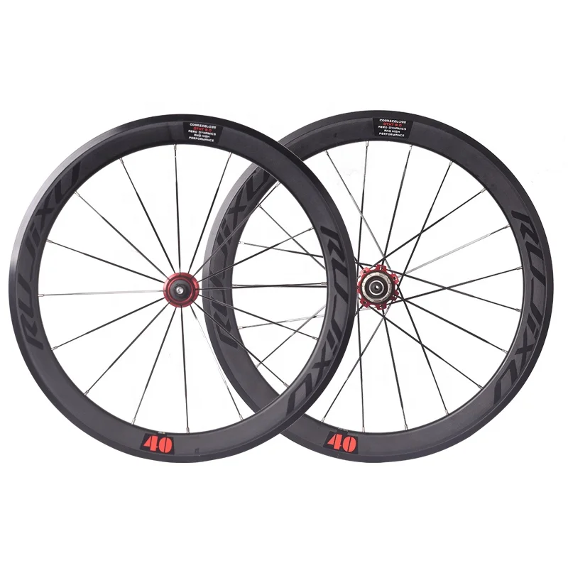 700C 20 inch 451 carbon fiber hub wheelset, foldable bicycle wheel set, open caliper V / C brake wheelset