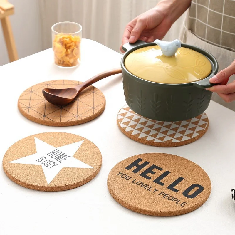 
Cork Coaster Wooden Cup Coaster Thick Plain Absorbent Heat-Resistant Reusable Cork Coaster Pad for Cold Drinks Wine 