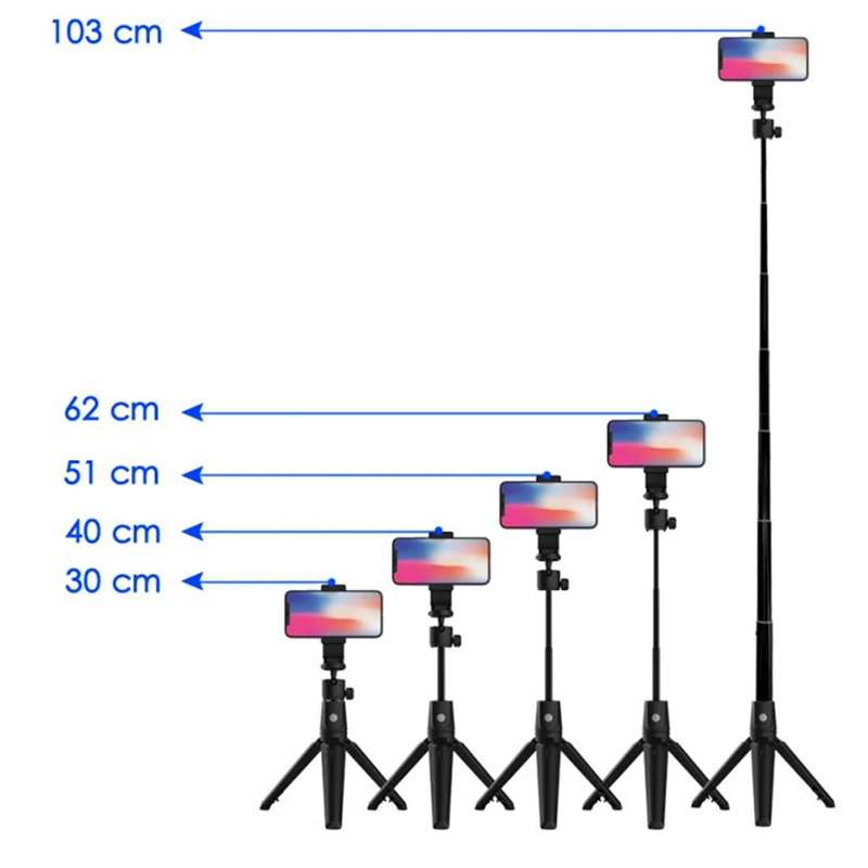 Multi-function Foldable 3 in 1 BT Aluminum Alloy Tripod Monopod  Foldable Selfie Stick For Phone Gopro