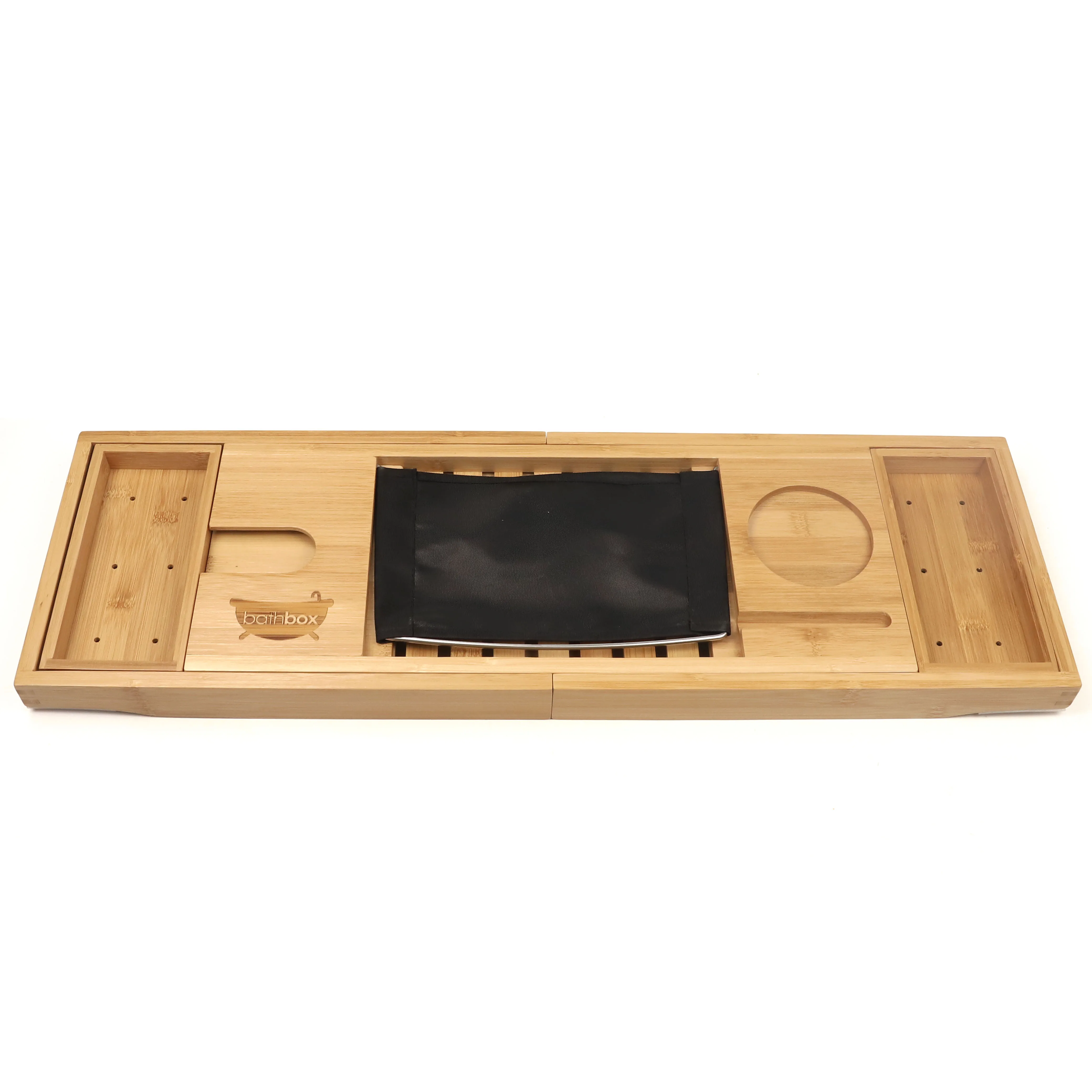 
Eco friendly Adjustable Luxury Bamboo Wooden Bathroom Bath Caddy Tray Bathtub Board and Caddy with Extend Side 