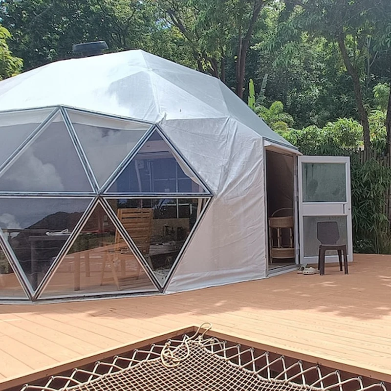Eco 8M Geodesic Dome Tent Transparent Steel Frame