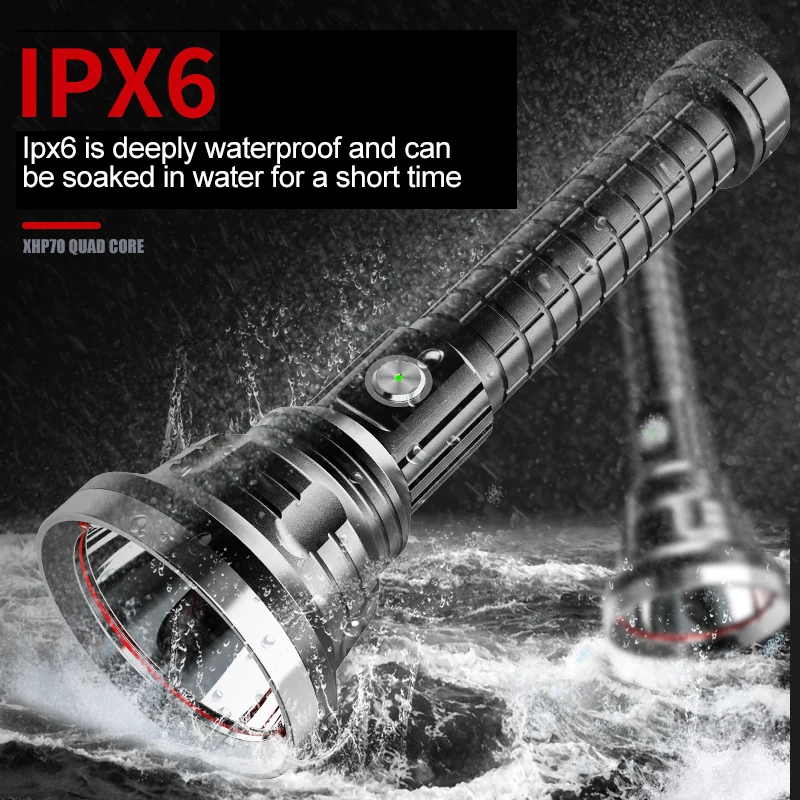 Long Range Super Bright 5000 Lumen XHP70 Led Torch Outdoor Waterproof 5modes Rechargeable Torch Light High Power Flashlight