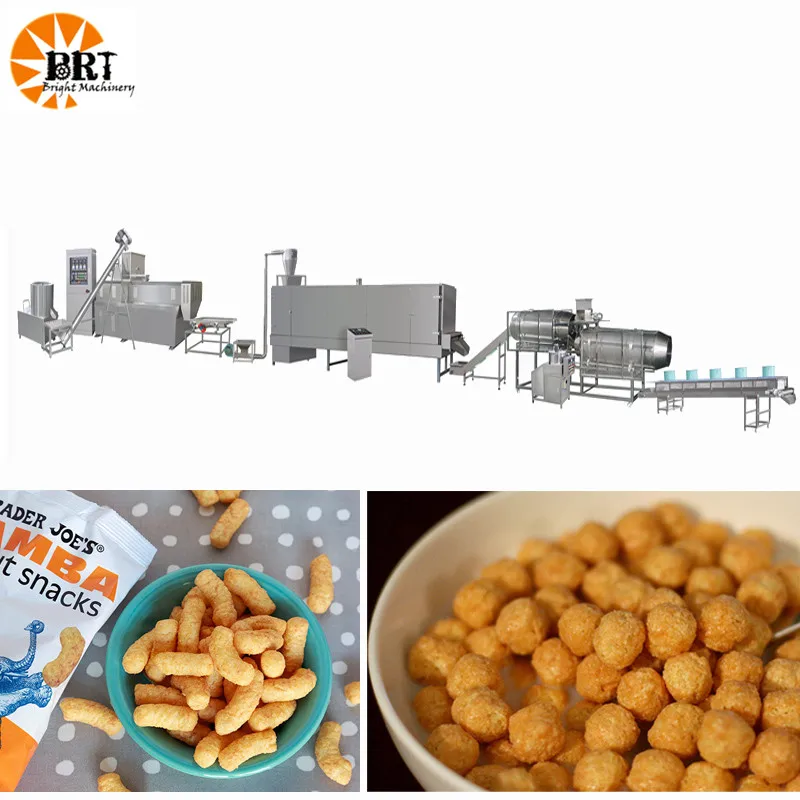 automatic double screw puffed corn snacks making machine plant puff snack food processing line making equipment extruder