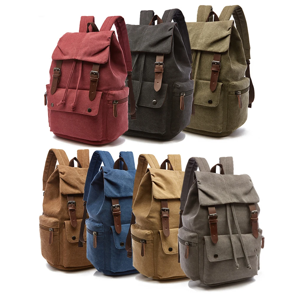 ZUOLUNDUO solid color drawstring backpack leisure bags men outdoor backpack canvas backpack