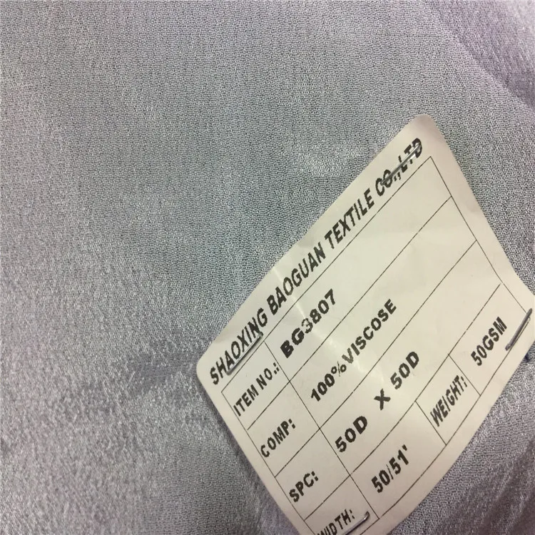 HIgh Quality 50D Crinkle 100% Viscose Georgette Fabric Shinning Fabric for Clothing