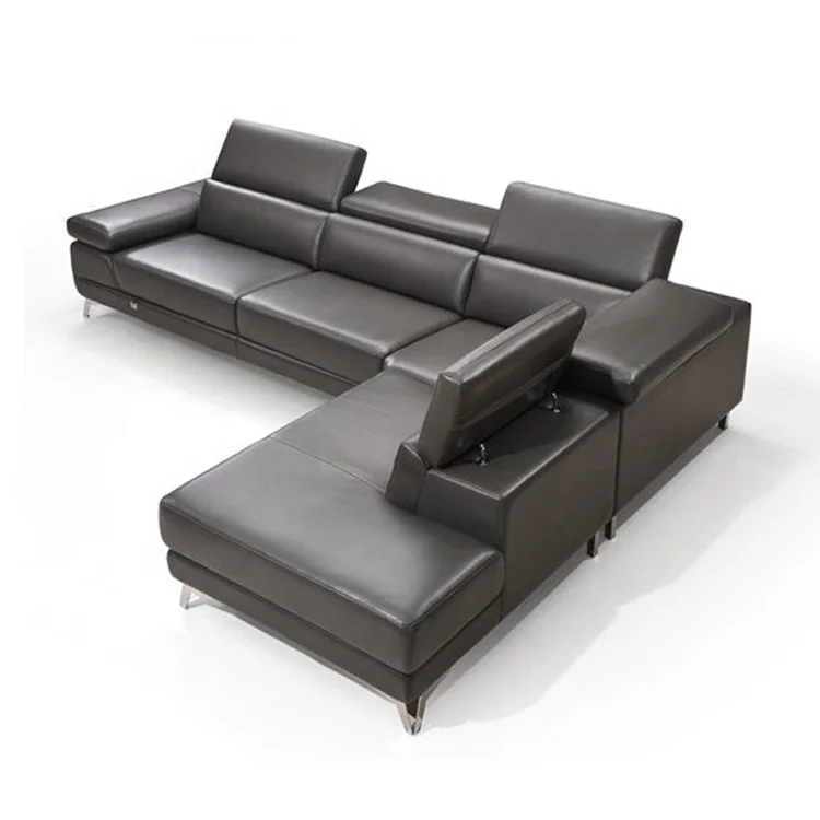 Luxury l shape living room home furniture leather sectional recliner sofas