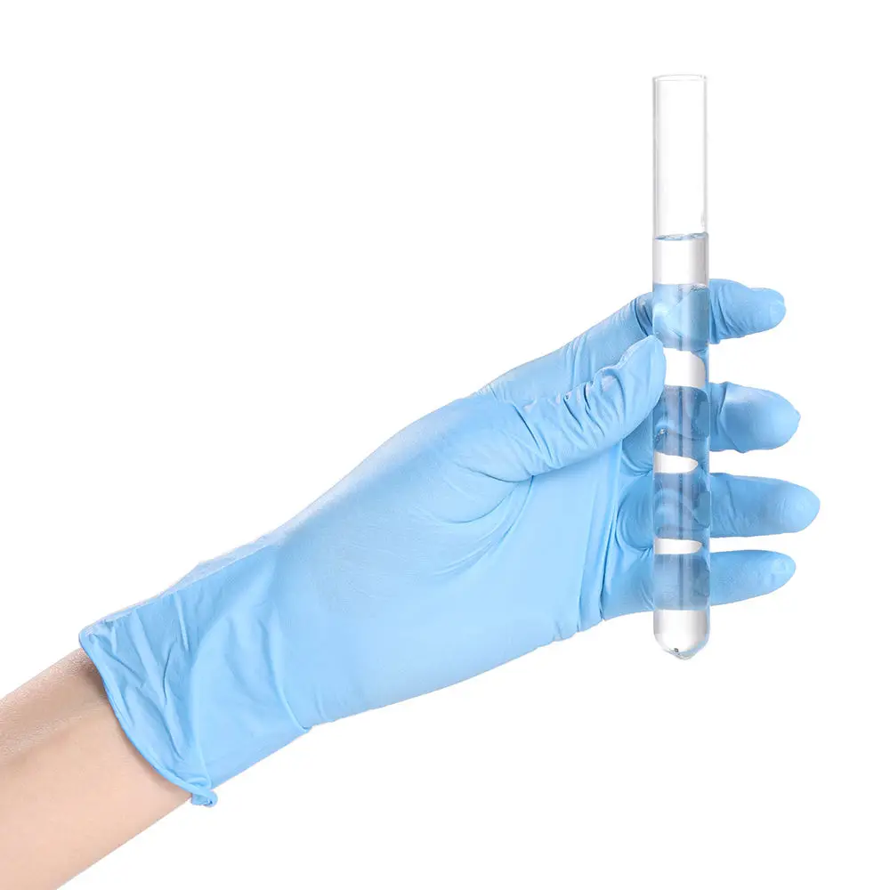 Wholesale of disposable medical blue nitrile powder free gloves and safety protective gloves