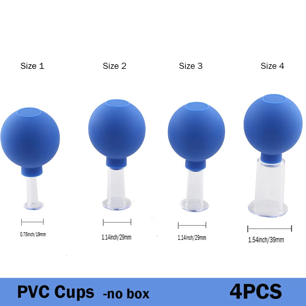 Hot Sell 4 Sizes Facial Vacuum Massage Cupping Cup Kit Home Therapy Silicone Cupping Cups Set