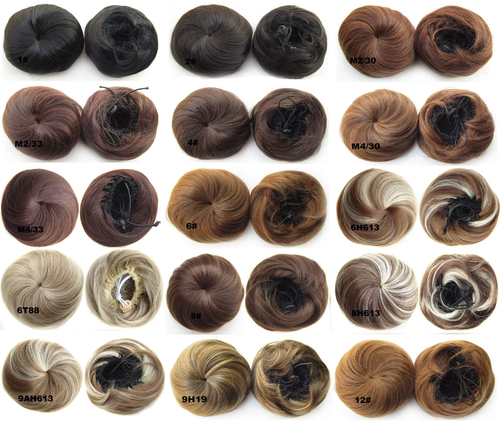 
New style clip in on elastic net hair bun Chignon Ponytail Drawstring Hairpieces 14 kinds of colors available 