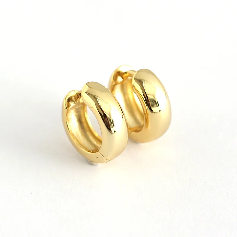 Rainbowking S925 sterling silver ins minimalist glossy round earrings versatile heavy texture earrings fine jewelry earrings