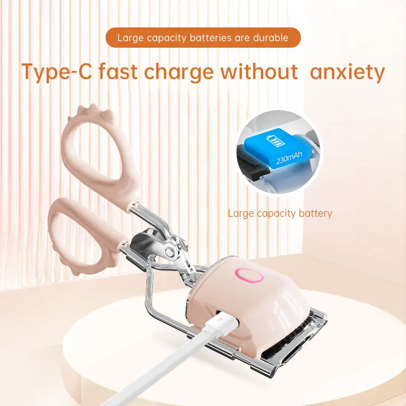 2024 New Mini Portable USB Charging Heated Eyelash Permer Eyelash Curler Makeup Tool Hot Eyelash Clip