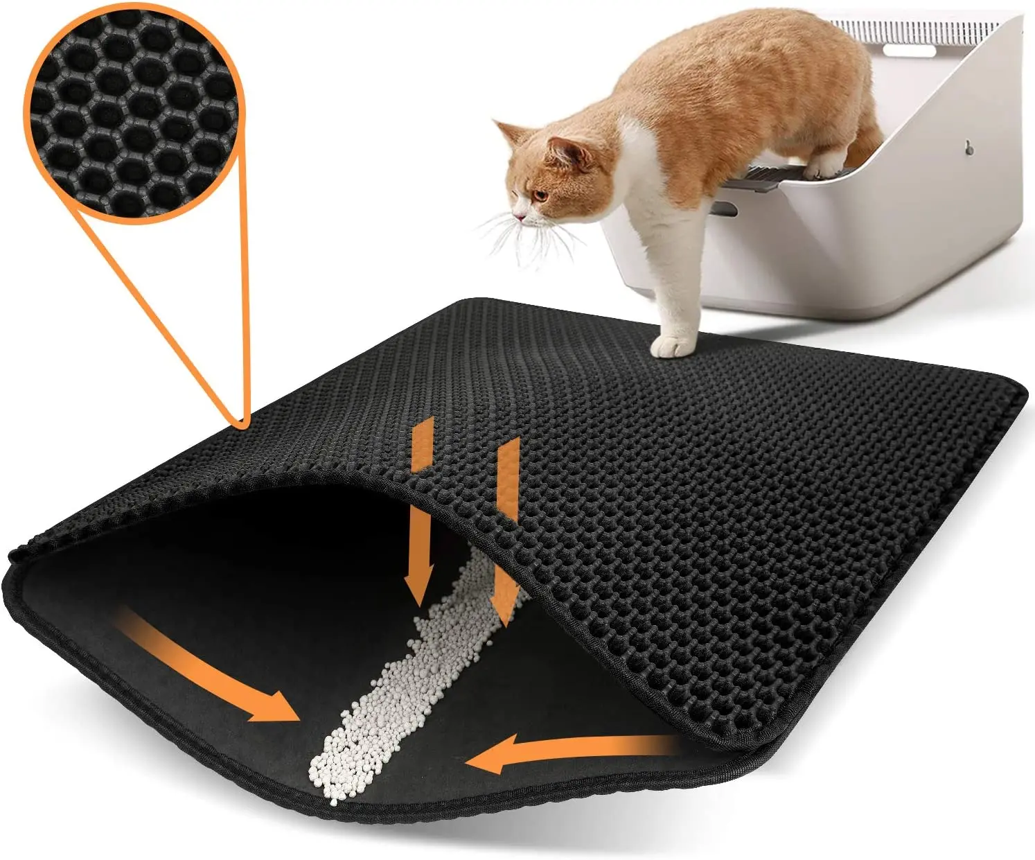 Custom Honeycomb Design Eva Waterproof Easy Clean Non Slip Double Layer Eva Cat Litter Mat