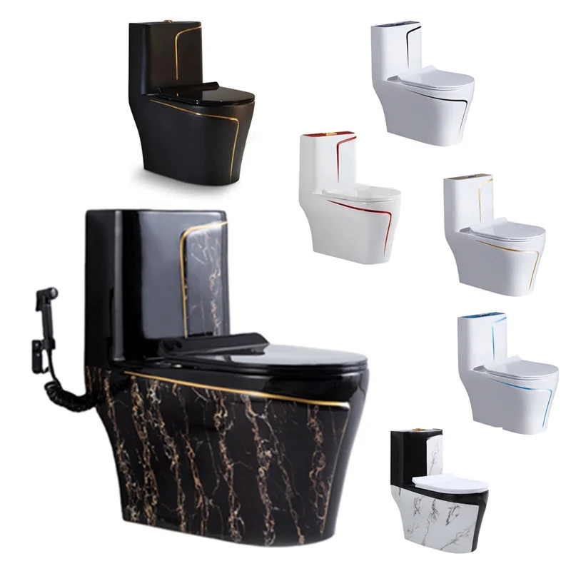 Керамическая посуда высокого качества с золотистой стороной цельный цвет для ванной туалет черный