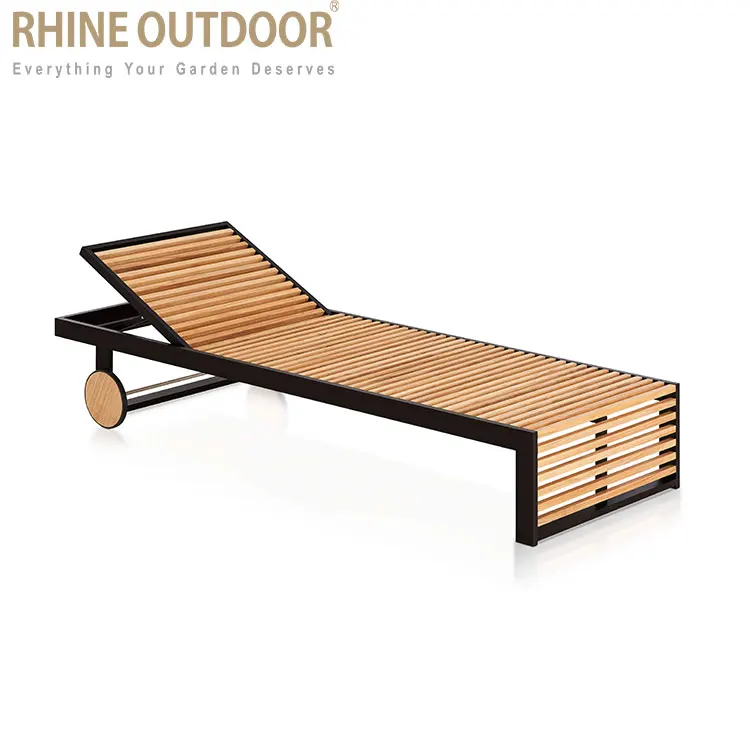 aluminum sun beds beach lounger teak wood pool lounge bed