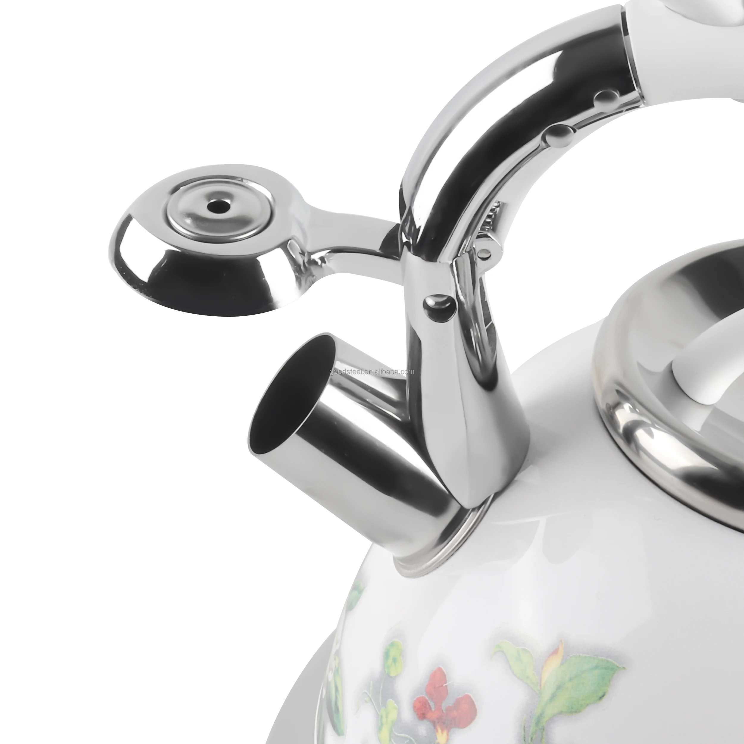 3.0L Unique Stainless Steel Whistling Tea Kettle with Classic Flower Decal for Hotels and Water Usage